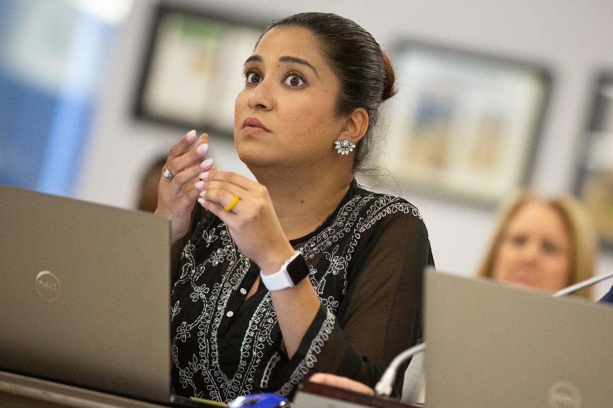 Maury County Deputy Director of Finance Shiphrah Cox attends a MCPS board meeting at Horace O. Porter School in Columbia, Tenn., on Monday June, 28, 2021.