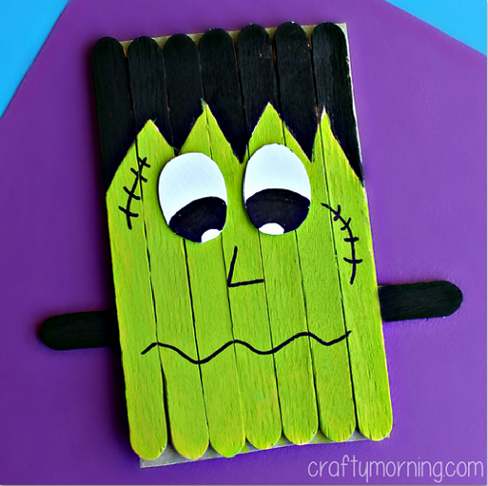 25) Popsicle Stick Frankenstein Craft