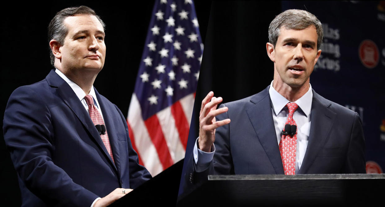 Republican Sen. Ted Cruz, left, and Democratic Rep. Beto O’Rourke during their first debate in Dallas on Sept. 21, 2018. (Photos: Tom Fox/Dallas Morning News via AP, Pool)