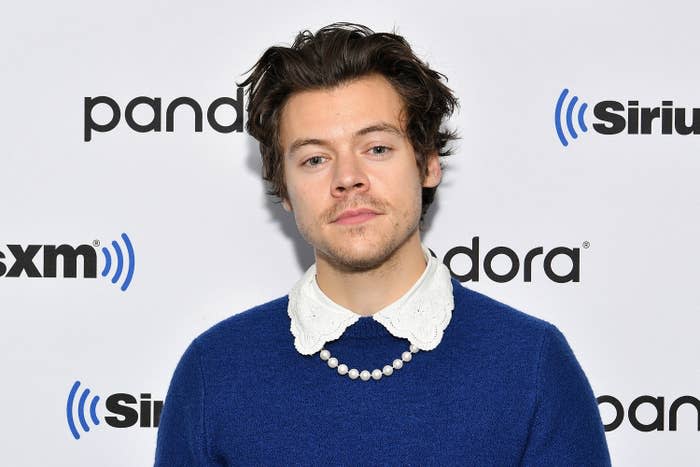 Harry Styles is pictured at SiriusXM Studios in 2020