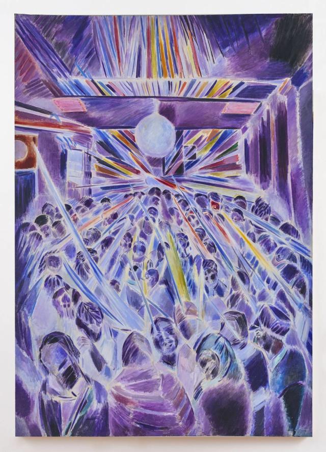 Denzil Forrester, &#x00201c;Night Strobe,&#x00201d; (1985). Oil on canvas. 109 1/8 x 77in.