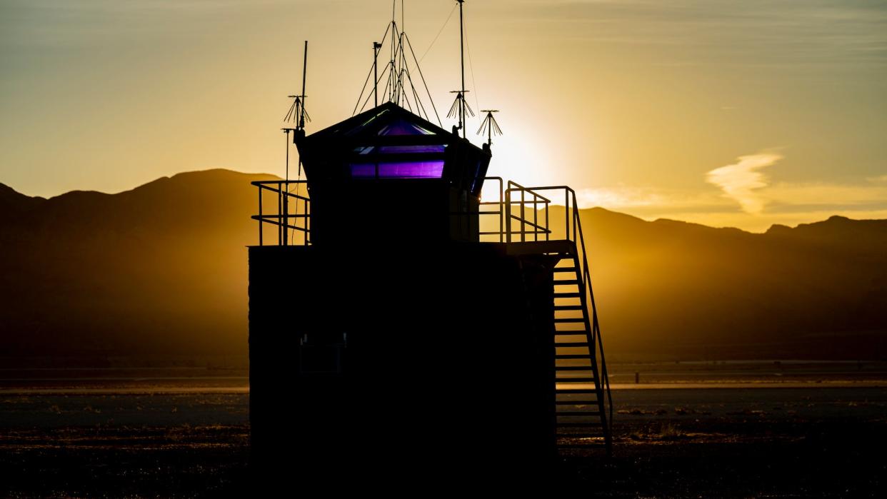 Nellis Air Force Base in Nevada, aka Area 51, at sunset.