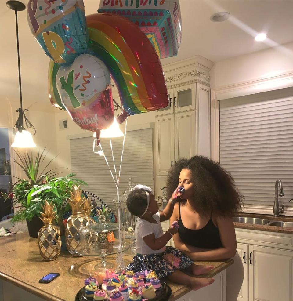 The sweetest birthday gift! Kulture <a href="https://www.instagram.com/p/BzuQdUjgvtE/" rel="nofollow noopener" target="_blank" data-ylk="slk:fed her mom a cupcake;elm:context_link;itc:0;sec:content-canvas" class="link ">fed her mom a cupcake</a> on the eve of her 1st birthday. 