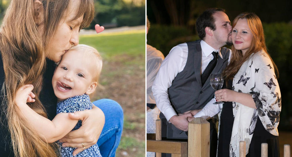 osiah Leitel, 35, kissing his 31-year-old wife Darya Leitel.