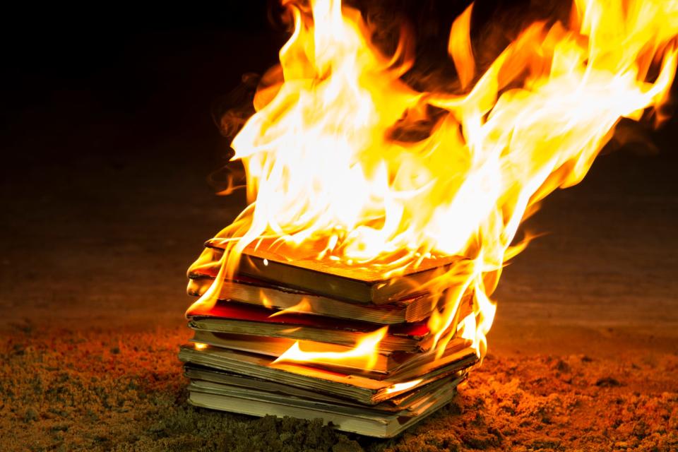 Stack of books burning