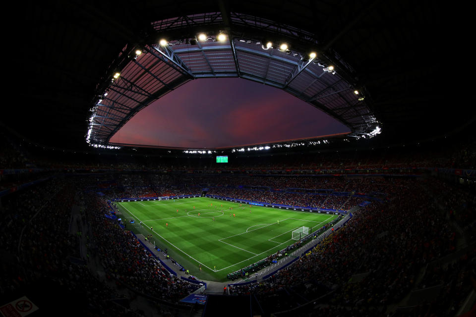 LYON, FRANCE - JULY 03:   General view inside the stadium during the 2019 FIFA Women's World Cup France Semi Final match between Netherlands and Sweden at Stade de Lyon on July 03, 2019 in Lyon, France. (Photo by Naomi Baker - FIFA/FIFA via Getty Images)