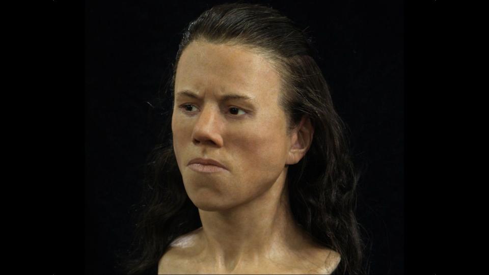 Swedish sculptor Oscar Nilsson reconstructed the face of an 18-year-old woman, dubbed Avgi, whose 9,000-year-old bones were found in a cave in central Greece.