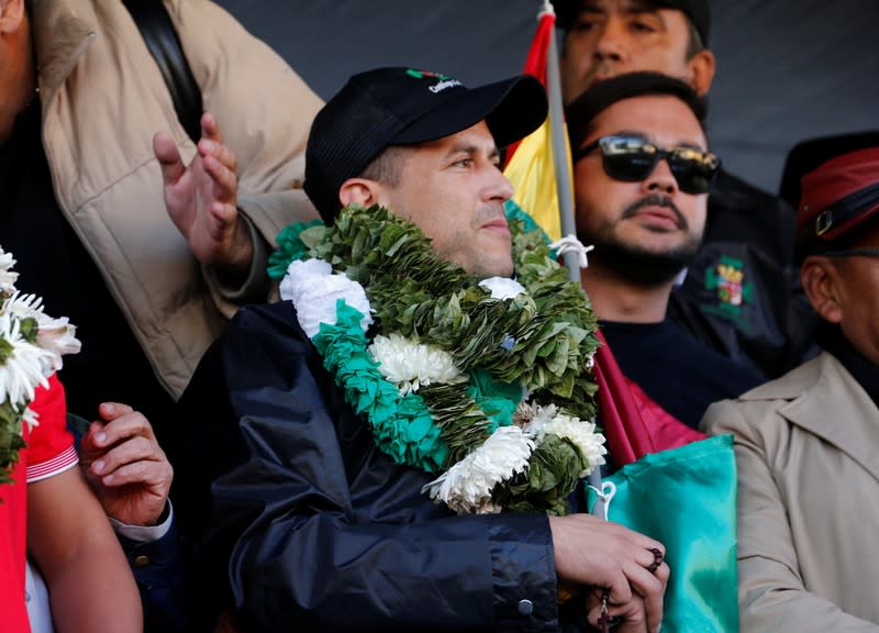 Luis Fernando Camacho, a Santa Cruz civic leader and major opposition figure, attends a rally in La Paz