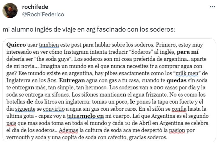 El tuit con el mensaje del británico sobre los soderos que se volvió viral