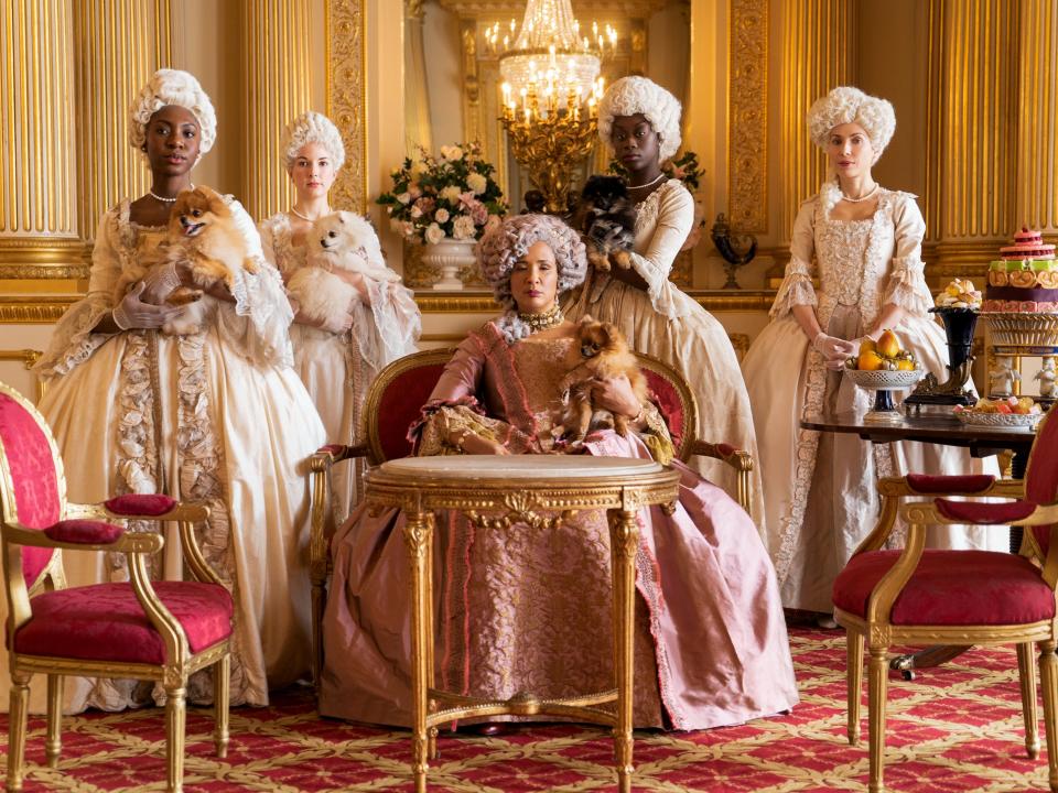 <p>Queen Charlotte (Golda Rosheuvel) and her court</p>LIAM DANIEL/NETFLIX