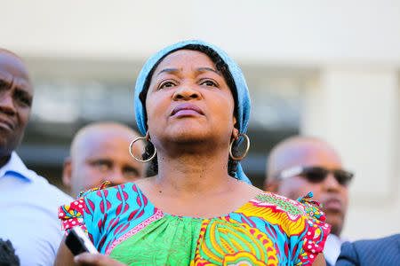 Baleka Mbete, speaker of the National Assembly, announces that the State of the Nation address, due to be delivered by President Jacob Zuma has been postponed, in Johannesburg, South Africa, February 6, 2018. REUTERS/Sumaya Hisham