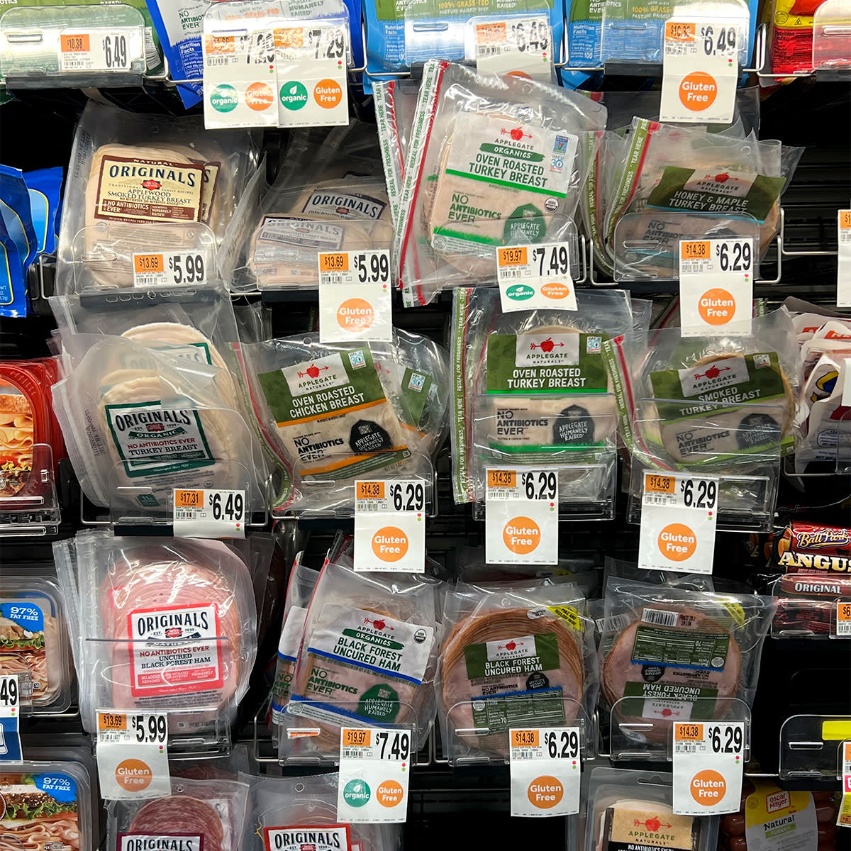 packaged cold cuts at grocery store
