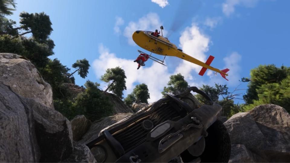 Search and rescue taking place with a helicopter in  Microsoft Flight Simulator 2024