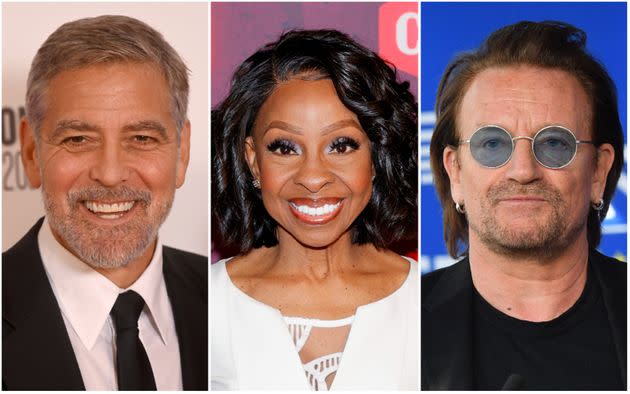 From left: George Clooney, Gladys Knight, U2's Bono. (Photo: Getty Images)