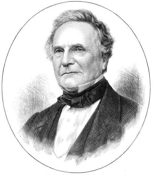 famous inventors charles babbage 1791 1871 english mathematician difference engine for calculation of log tables, and analytical engine wood engraving published london 1871