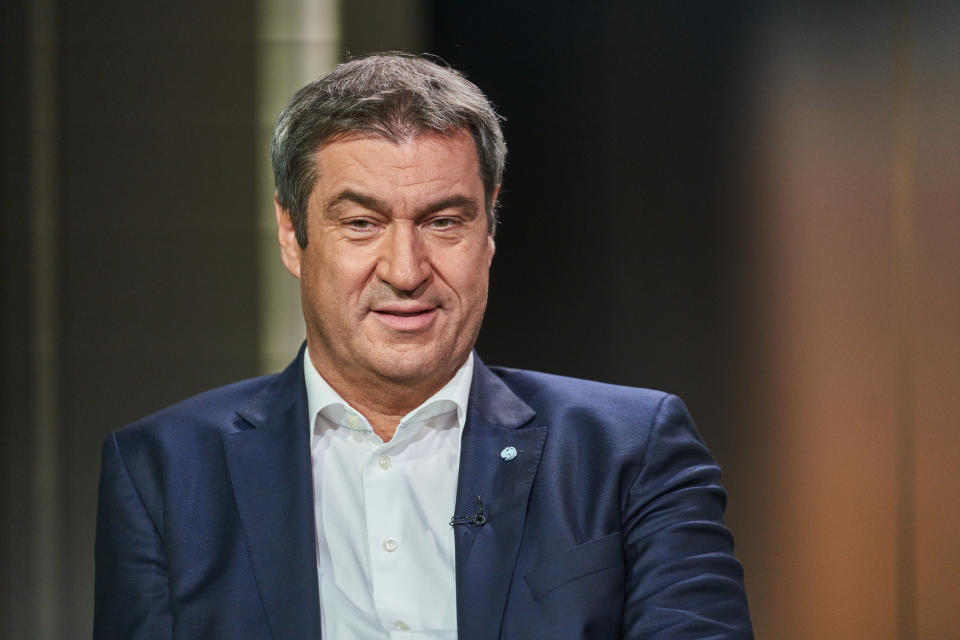 BERLIN, GERMANY - AUGUST 29: Markus Söder (CSU) attends the ARD summer interview on August 29, 2021 in Berlin, Germany. (Photo by Zick - Pool/Getty Images)