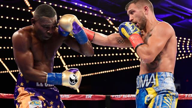 Lomachenko (R) dominated. Image: Getty