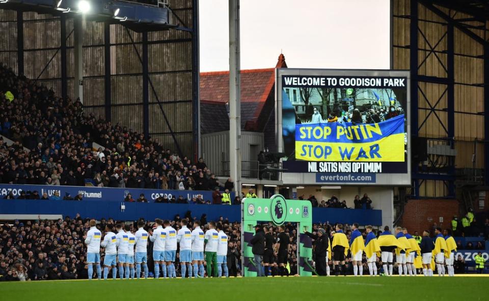 Everton and Manchester City showed their support for Ukraine last week (Reuters)