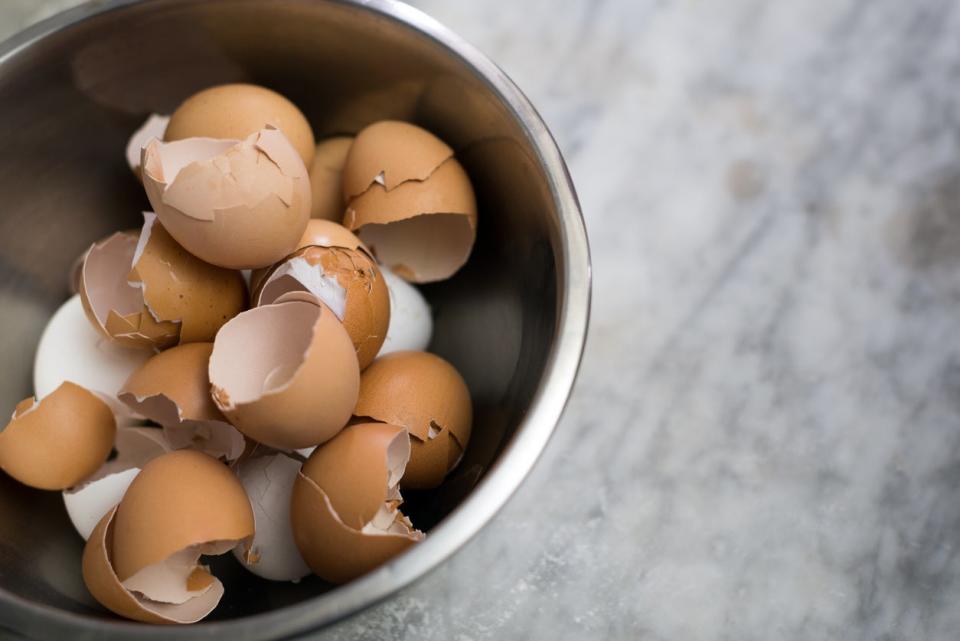 baking bowl full of egg shells