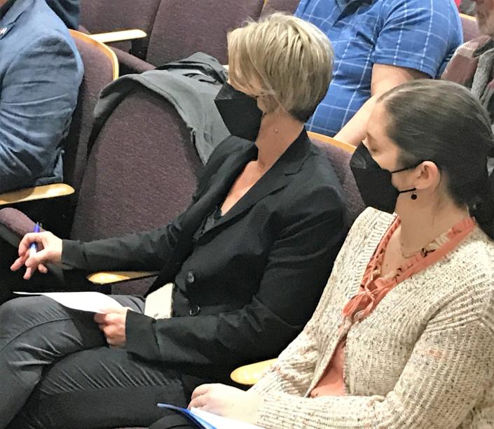 Shasta County Public Health Officer Dr. Karen Ramstrom, center, sits in the audience during the Board of Supervisors meeting on Tuesday, March 1, 2022.