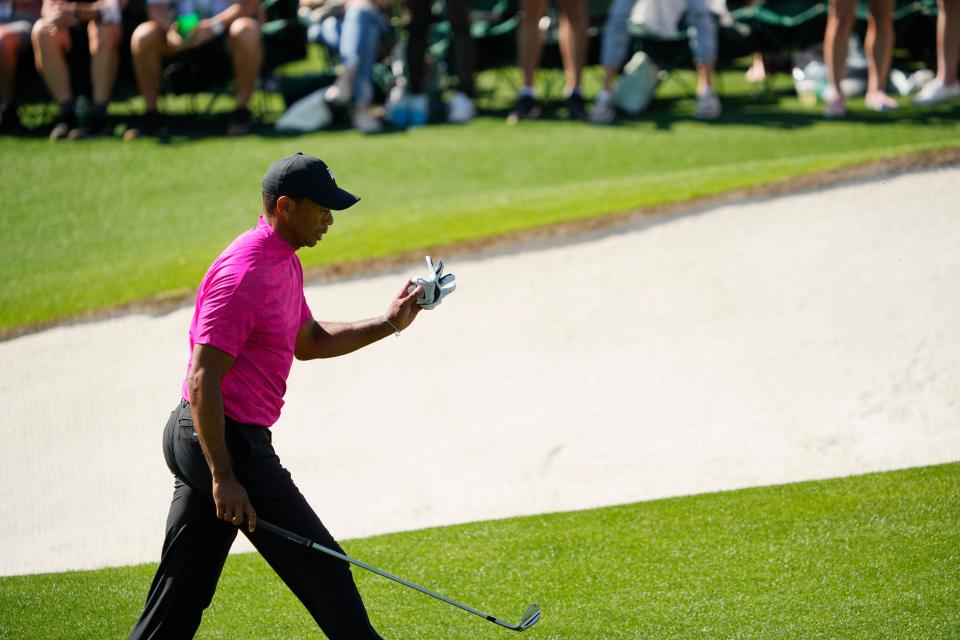 Tiger Woods is a five-time Masters winner, trying to win the tournament again after fracturing the tibia and fibula in his right leg during an SUV accident in February 2021.