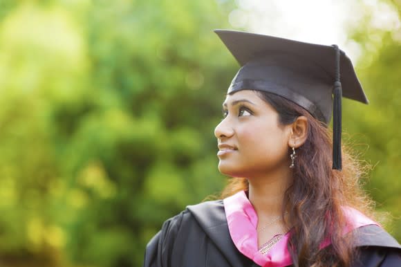 Female student in cap and gown