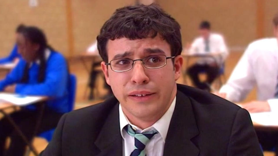 Simon Bird as Will McKenzie in 'The Inbetweeners'. (Credit: E4)