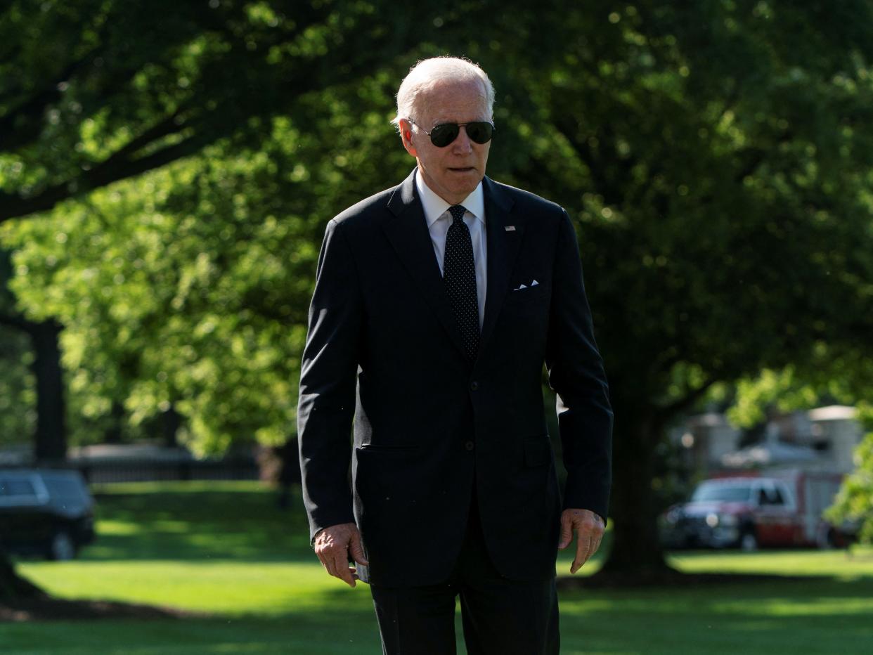 U.S. President Joe Biden walks from Marine One as he arrives from Wilmington, Delaware, at the White House in Washington, U.S., May 30, 2022. REUTERS/Joshua Roberts