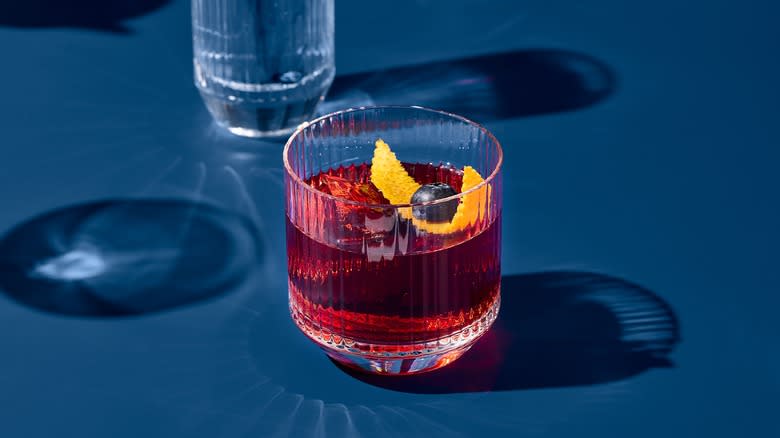 Red negroni cocktail in glass 