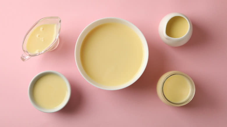 Bowls of condensed milk 