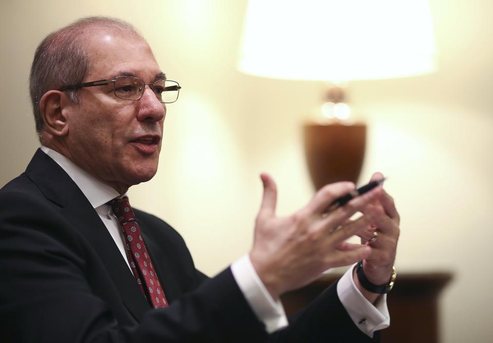 Ahmet Uzumcu, head of the Organisation for the Prohibition of Chemical Weapons, speaks during an interview in Rome January 16, 2014. The removal and destruction of the most dangerous agents in Syria's chemical weapons arsenal may not be completed until the end of June, the head of the U.N. chemicals watchdog said on Thursday. REUTERS/Alessandro Bianchi (ITALY - Tags: POLITICS CONFLICT)