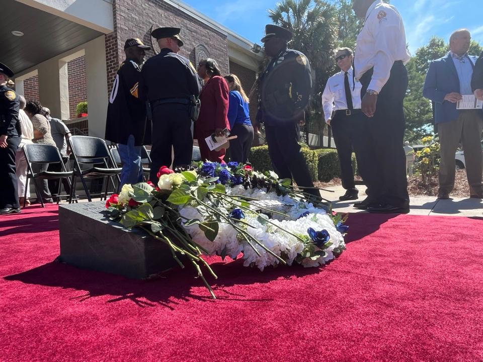 The Tallahassee Police Department creates a memorial to honor fallen officers during its annual memorial service, May 16, 2024.