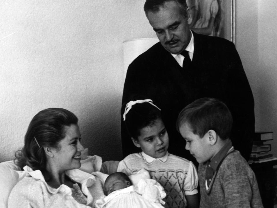 Grace Kelly and family shortly after the birth of Princess Stephanie.