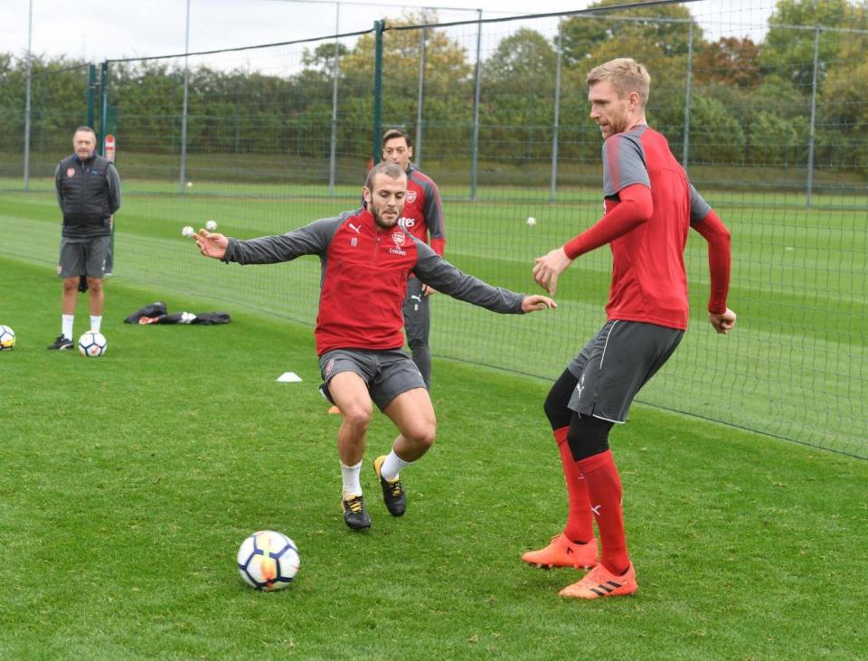 Per Metersacker in Arsenal training (Getty)