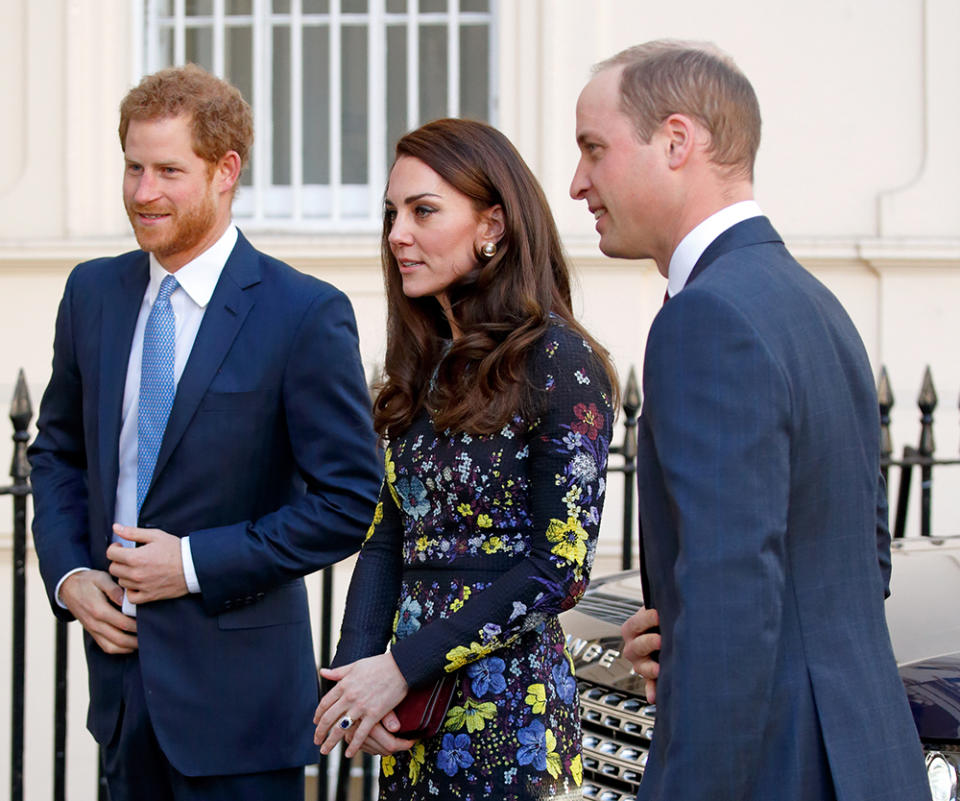 <p>Kate added a punch of colour on a dull winter’s day in this $1,750 embroidered floral dress by Erdem. </p>