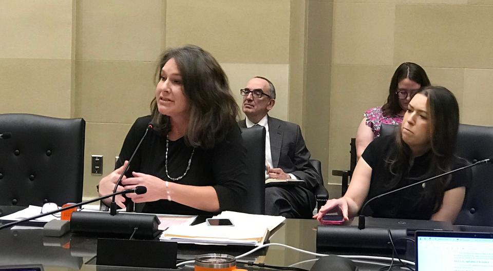 Rep. Melissa Provenzano, D-Tulsa (left) makes a point while discussing a proposed rule from the Oklahoma State Board of Education. To Provenzano's right is Rep. Amanda Swope, D-Tulsa.