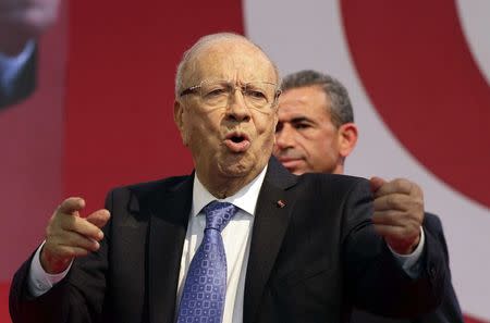 Beji Caid Essebsi, leader of Tunisia’s secular Nidaa Tounes party and presidential candidate, speaks during a campaign event in Sfax November 20, 2014. REUTERS/Anis Mili