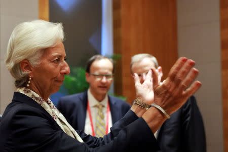 Christine Lagarde, Managing Director of the International Monetary Fund reacts to photographers before attending the G20 High-level Tax Symposium held in Chengdu, China, July 23, 2016. REUTERS/Ng Han Guan/Pool