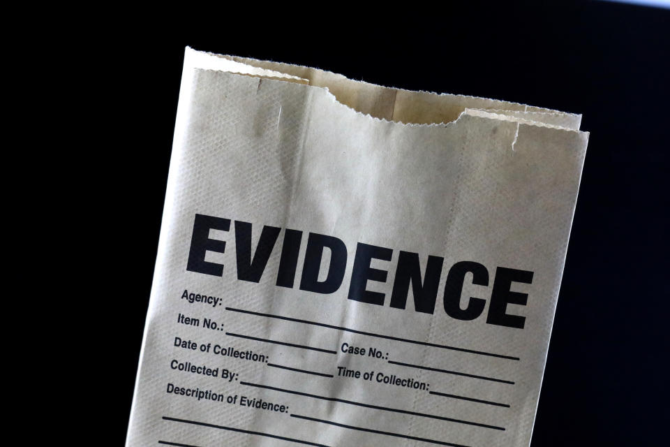 an "Evidence" bag