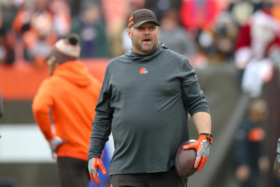 The Browns are blocking teams from interviewing offensive coordinator Freddie Kitchens since he is still under contract. (Getty Images)