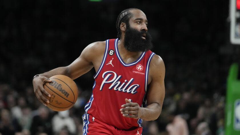 Philadelphia 76ers guard James Harden (1) during Game 1 in the NBA basketball.