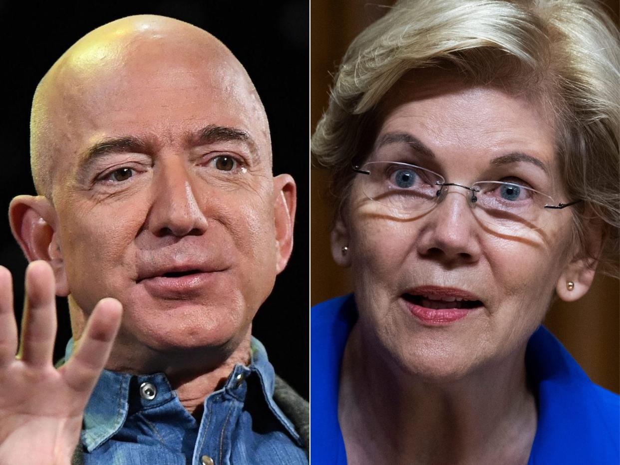 Jeff Bezos and Elizabeth Warren