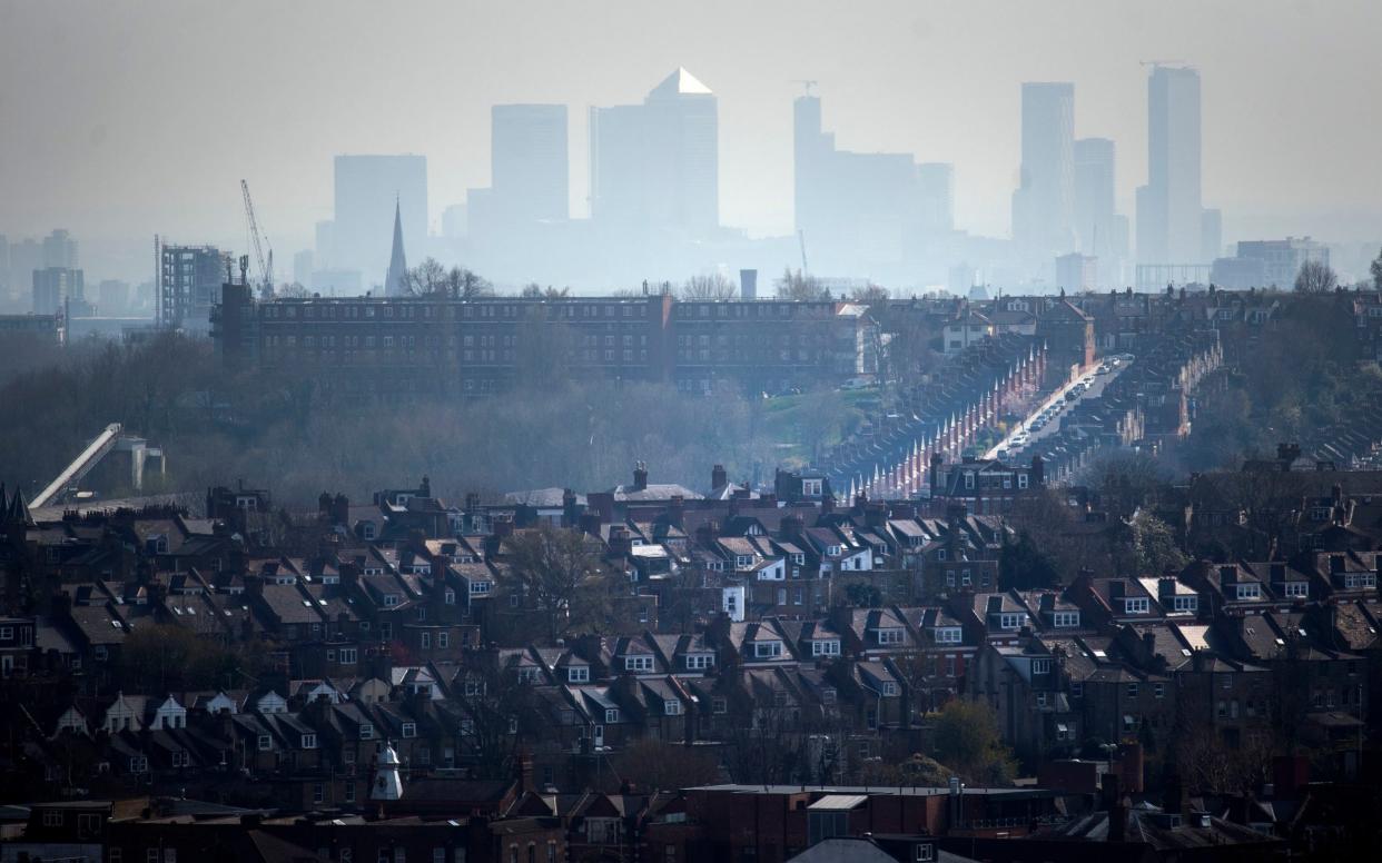 The hazy London skyline in March, a few days into lockdown - PA