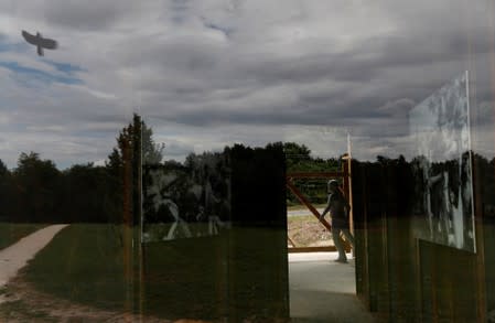 An installation is seen at the Pan-European Picnic Memorial Park in Sopronkohida