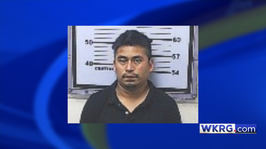 Antonio Rodas mug shot, placed on a blue background with the WKRG.com logo