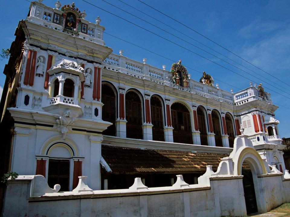 The exterior of a mansion in Chettinad, Tamil Nadu, India in 2000.