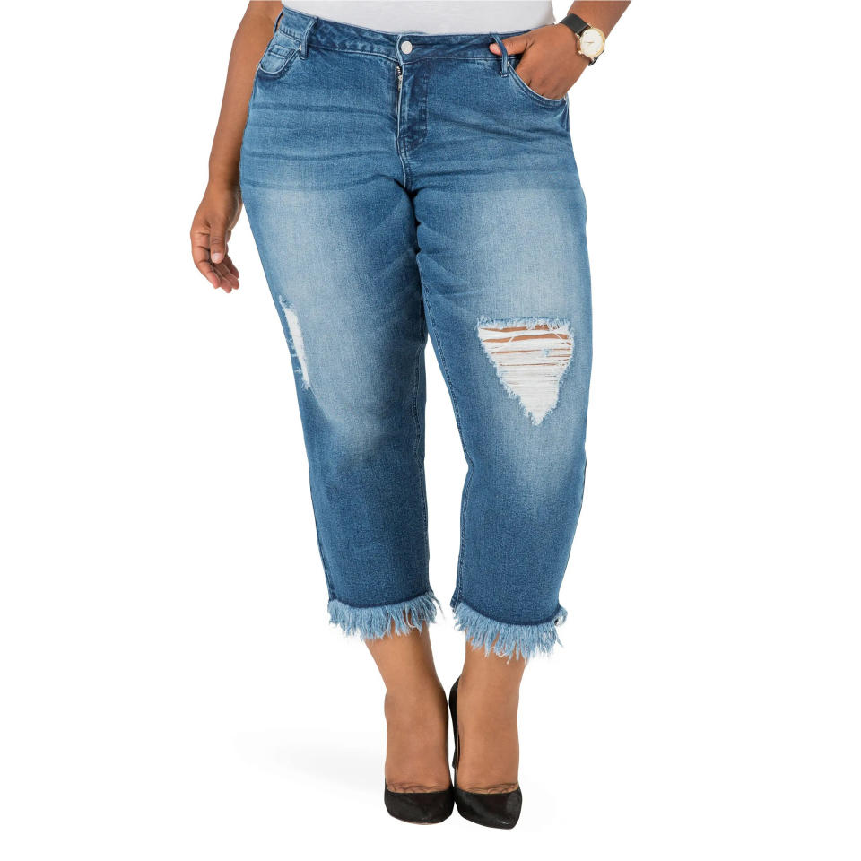 Poetic Justice Verla Frayed Hem Crop Boyfriend Jeans