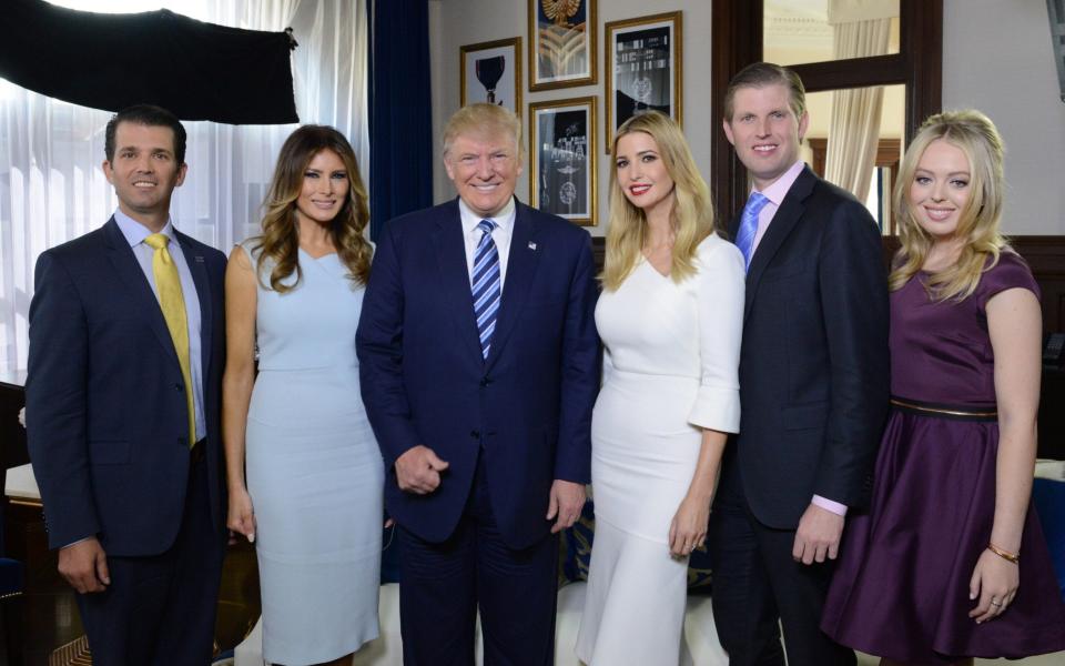 The Trump family at the opening of the Trump International Hotel in Washington DC. L to R: Donald Trump Jr, Melania Trump, Donald Trump, Ivanka Trump, Eric Trump and Tiffany Trump - Fred Watkins/Disney ABC Television Group