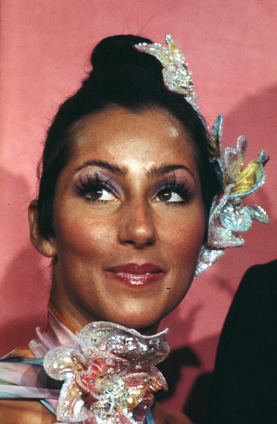 Cher poses backstage during the 46th Academy Awards in Los Angeles.