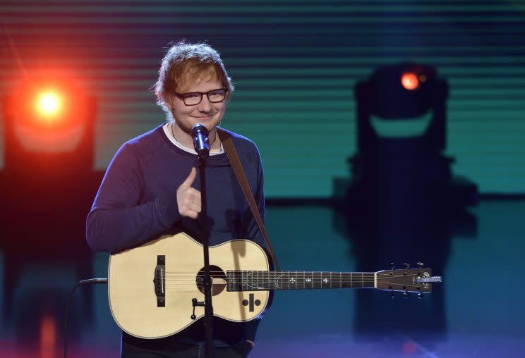Ed Sheeran saying cheers for the streams [Flavio Lo Scalzo / AGF/REX/Shutterstock]